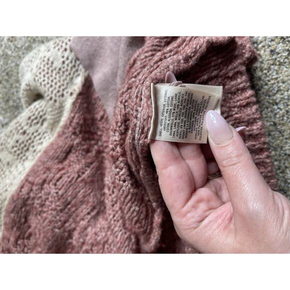 Anthropologie Sleeping on Snow Sweater Top Chunky Knit Sherpa Collar Sz Small - Picture 7 of 9